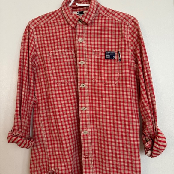 Limited Edition SuperDry Plaid Red Collared Shirt - Picture 2 of 9